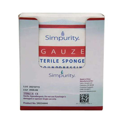 Safe N Simple Simpurity Gauze Sterile Sponge, 4 x 4 - 12 ply (400 Count) Safe N Simple Simpurity Gauze Sterile Sponge, 4 x 4 - 12 ply (400 Count)