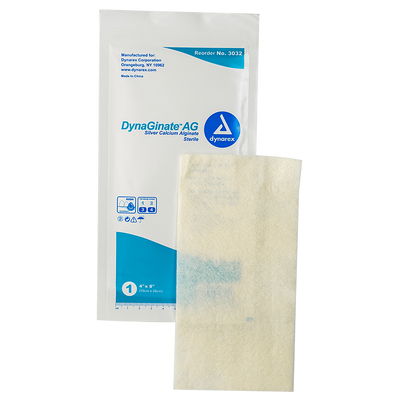 Dynarex DynaGinate AG - Silver Calcium Alginate Dressing, 4" x 8", 5ea/bx, 10bxs/cs (50 Count) Dynarex DynaGinate AG - Silver Calcium Alginate Dressing, 4" x 8", 5ea/bx, 10bxs/cs (50 Count)