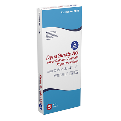 Dynarex DynaGinate AG - Silver Calcium Alginate Rope Dressing, 1/4" x 12"- 5ea/bx, 10bxs/cs (50 Count) Dynarex DynaGinate AG - Silver Calcium Alginate Rope Dressing, 1/4" x 12"- 5ea/bx, 10bxs/cs (50 Count)