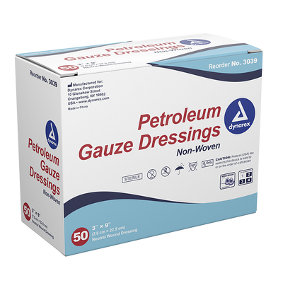 Dynarex Petroleum Gauze Dressing, 3" x 9" Dynarex Petroleum Gauze Dressing, 3" x 9"