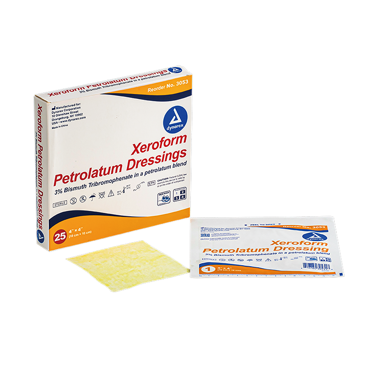 Dynarex Xeroform Gauze Dressing, 4" x 4", 25ea/bx 4bxs/cs (100 Count) Dynarex Xeroform Gauze Dressing, 4" x 4", 25ea/bx 4bxs/cs (100 Count)