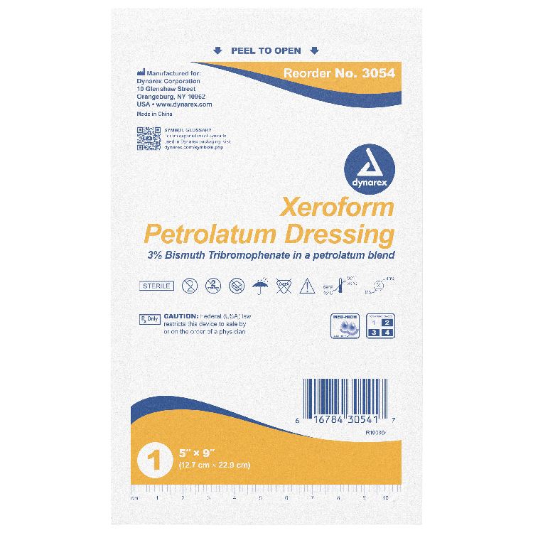 Dynarex Xeroform Gauze Dressing, 5" x 9", 50ea/bx 4bxs/cs (200 Count) Dynarex Xeroform Gauze Dressing, 5" x 9", 50ea/bx 4bxs/cs (200 Count)