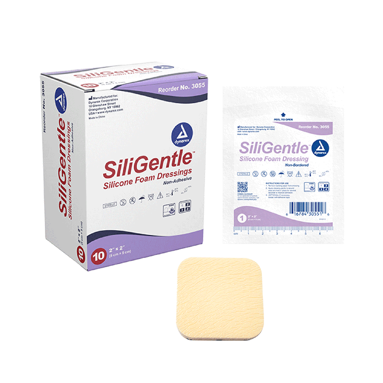 Dynarex SiliGentle - Non-Adhesive Silicone Foam Dressing, 10ea/bx, 12bxs/cs (120 Count) Dynarex SiliGentle - Non-Adhesive Silicone Foam Dressing, 10ea/bx, 12bxs/cs (120 Count)