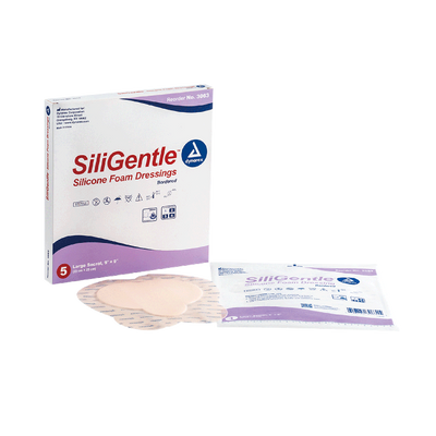 Dynarex SiliGentle - Silicone Bordered Foam Dressing, Heel - 5ea/bx, 12bxs/cs (60 Count) Dynarex SiliGentle - Silicone Bordered Foam Dressing, Heel - 5ea/bx, 12bxs/cs (60 Count)