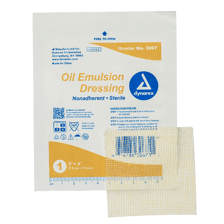 Dynarex Oil Emulsion Dressing, 3" x 3", 50ea/bx 4bxs/cs (100 Count) Dynarex Oil Emulsion Dressing, 3" x 3", 50ea/bx 4bxs/cs (100 Count)
