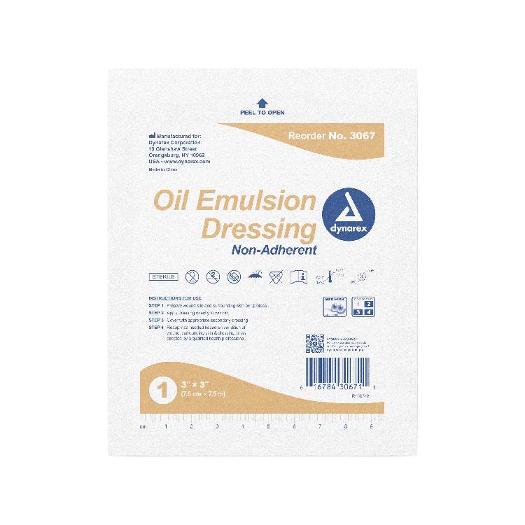 Dynarex Oil Emulsion Dressing, 3" x 3", 50ea/bx 4bxs/cs (100 Count) Dynarex Oil Emulsion Dressing, 3" x 3", 50ea/bx 4bxs/cs (100 Count)