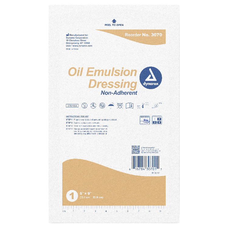 Dynarex Oil Emulsion Dressing, 5" x 9", 12ea/bx 6bxs/cs (72 Count) Dynarex Oil Emulsion Dressing, 5" x 9", 12ea/bx 6bxs/cs (72 Count)
