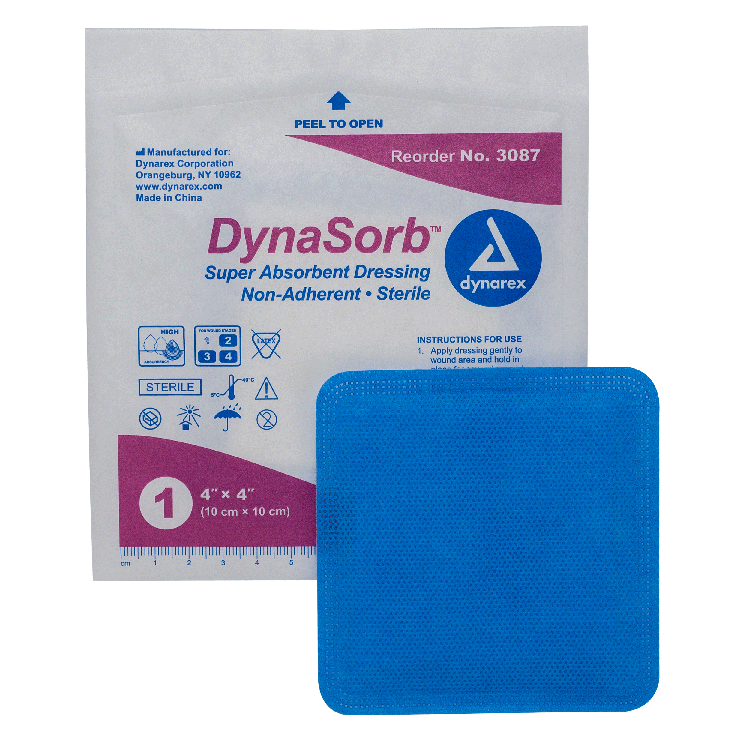 Dynarex DynaSorb - Super Absorbent Dressing, Non-Adhering, 10ea/bx, 12bxs/cs (120 Count) Dynarex DynaSorb - Super Absorbent Dressing, Non-Adhering, 10ea/bx, 12bxs/cs (120 Count)