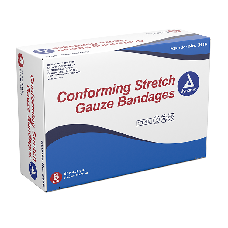 Dynarex Stretch Gauze Bandage Roll - Sterile, 6" 6ea/bx, 8bxs/cs (48 Count) Dynarex Stretch Gauze Bandage Roll - Sterile, 6" 6ea/bx, 8bxs/cs (48 Count)