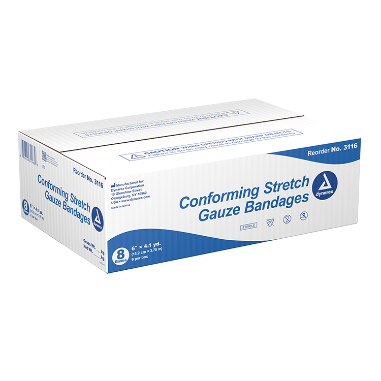 Dynarex Stretch Gauze Bandage Roll - Sterile, 6" 6ea/bx, 8bxs/cs (48 Count) Dynarex Stretch Gauze Bandage Roll - Sterile, 6" 6ea/bx, 8bxs/cs (48 Count)
