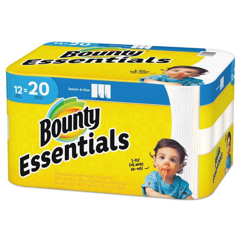 Bounty Essentials Select-A-Size Kitchen Roll Paper Towels, 2-Ply, 104 Sheets/Roll, 12 Rolls/Carton Bounty Essentials Select-A-Size Kitchen Roll Paper Towels, 2-Ply, 104 Sheets/Roll, 12 Rolls/Carton