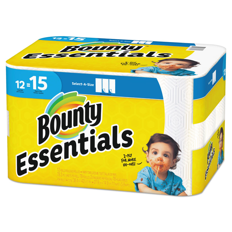 Bounty Essentials Select-A-Size Kitchen Roll Paper Towels, 2-Ply, 78 Sheets/Roll, 12 Rolls/Carton Bounty Essentials Select-A-Size Kitchen Roll Paper Towels, 2-Ply, 78 Sheets/Roll, 12 Rolls/Carton