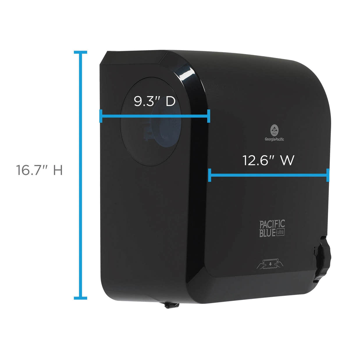 Georgia Pacific Pacific Blue Ultra Paper Towel Dispenser, Mechanical, 12.9 x 9 x 16.8, Black Georgia Pacific Pacific Blue Ultra Paper Towel Dispenser, Mechanical, 12.9 x 9 x 16.8, Black