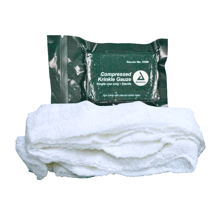 Dynarex Compressed Krinkle Gauze Bandage - Sterile, 4.5" x 4.1 yd, 100ea/cs (100 Count) Dynarex Compressed Krinkle Gauze Bandage - Sterile, 4.5" x 4.1 yd, 100ea/cs (100 Count)