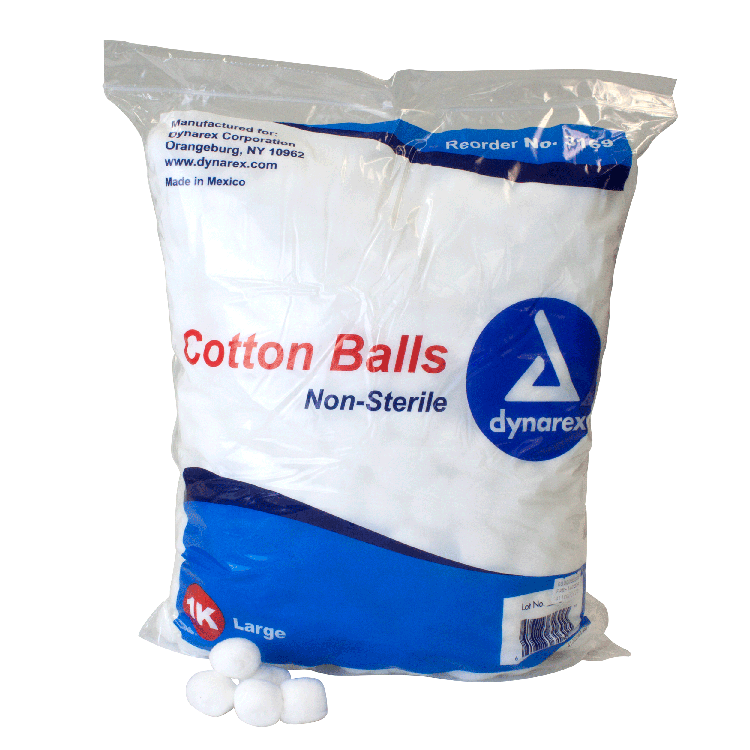 Dynarex Cotton Ball, Large, 1000ea/bg, 2bgs/cs (2000 Count) Dynarex Cotton Ball, Large, 1000ea/bg, 2bgs/cs (2000 Count)