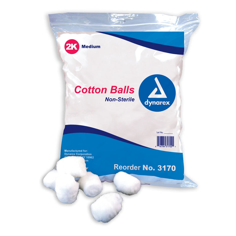 Dynarex Cotton Ball, Medium, 2000ea/bg, 2bgs/cs (4000 Count) Dynarex Cotton Ball, Medium, 2000ea/bg, 2bgs/cs (4000 Count)