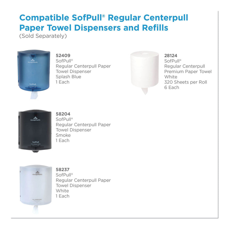 Georgia Pacific SofPull Center-Pull Perforated Paper Towels, 1-Ply, 7.8 x 15, White, 320/Roll, 6 Rolls/Carton Georgia Pacific SofPull Center-Pull Perforated Paper Towels, 1-Ply, 7.8 x 15, White, 320/Roll, 6 Rolls/Carton