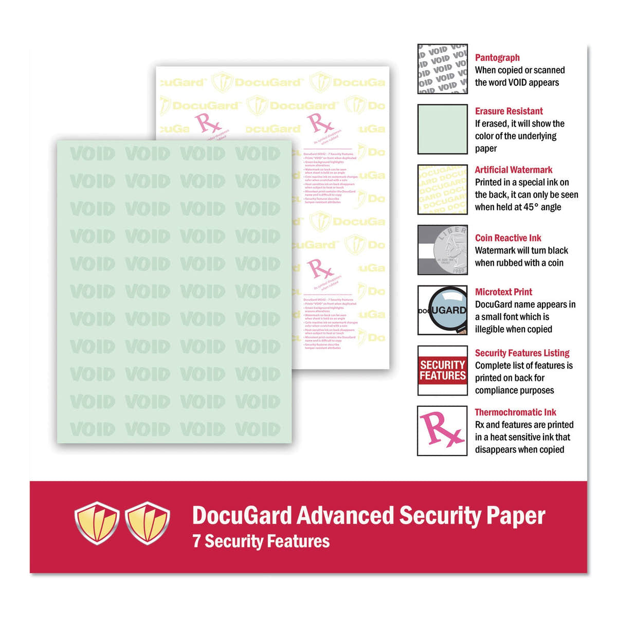 DocuGard Medical Security Papers, 24 lb Bond Weight, 8.5 x 11, Green, 500/Ream DocuGard Medical Security Papers, 24 lb Bond Weight, 8.5 x 11, Green, 500/Ream