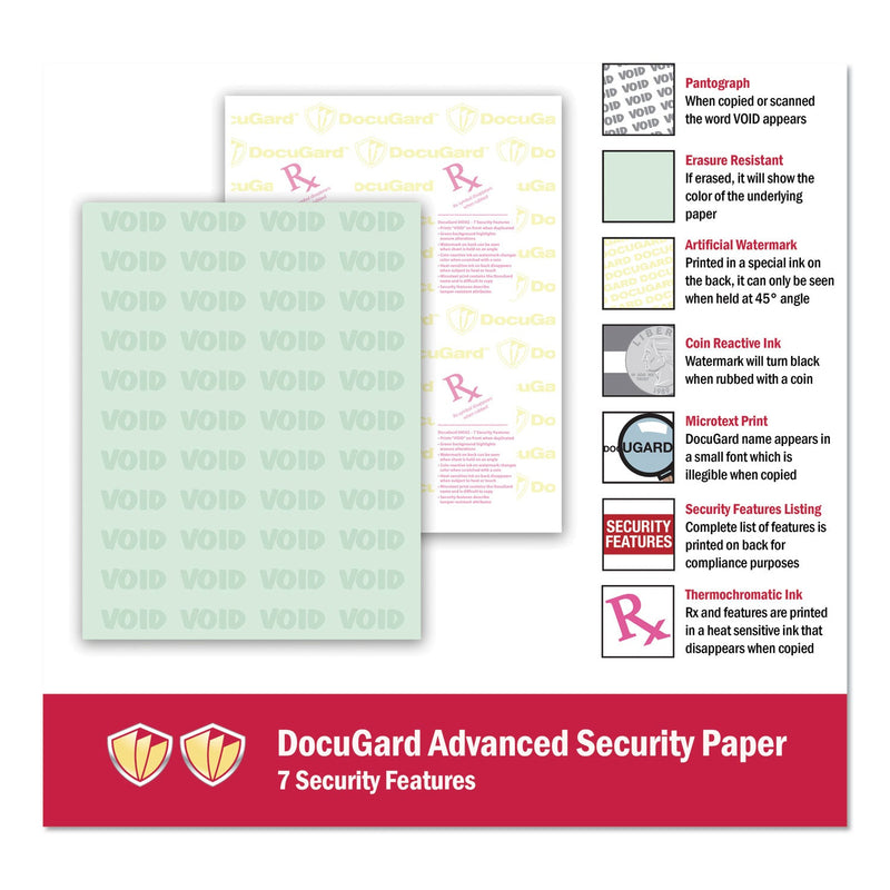 DocuGard Medical Security Papers, 24 lb Bond Weight, 8.5 x 11, Green, 500/Ream DocuGard Medical Security Papers, 24 lb Bond Weight, 8.5 x 11, Green, 500/Ream