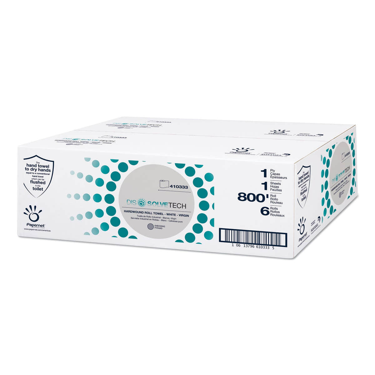 Papernet DissolveTech Paper Towel, 1-Ply, 7.8" x 800 ft, White, 6 Rolls/Case Papernet DissolveTech Paper Towel, 1-Ply, 7.8" x 800 ft, White, 6 Rolls/Case
