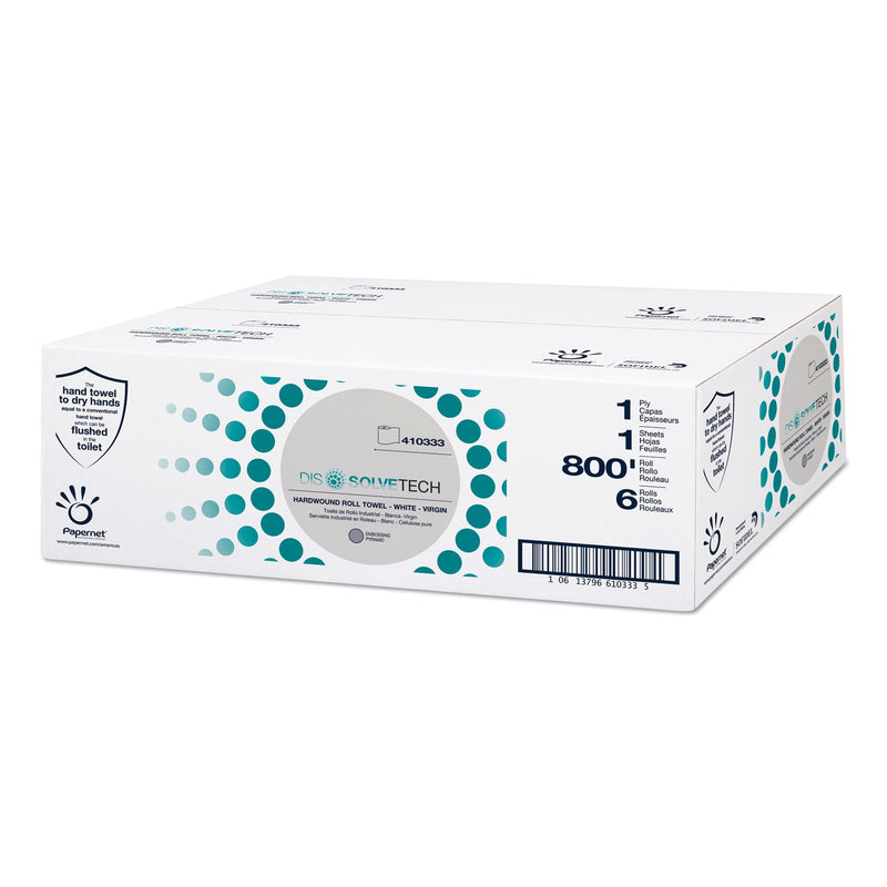 Papernet DissolveTech Paper Towel, 1-Ply, 7.8" x 800 ft, White, 6 Rolls/Case Papernet DissolveTech Paper Towel, 1-Ply, 7.8" x 800 ft, White, 6 Rolls/Case