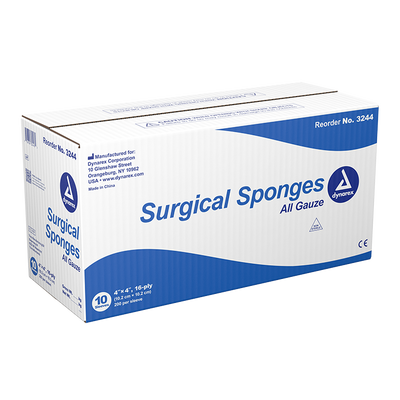 Dynarex Surgical Gauze Sponge, 4" x 4" - 200ea/bx 10bxs/cs (2000 Count) Dynarex Surgical Gauze Sponge, 4" x 4" - 200ea/bx 10bxs/cs (2000 Count)