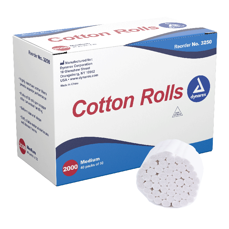 Dynarex Cotton Rolls, #2 - Medium, 2000ea/bx 10bxs/cs (20000 Count) Dynarex Cotton Rolls, #2 - Medium, 2000ea/bx 10bxs/cs (20000 Count)