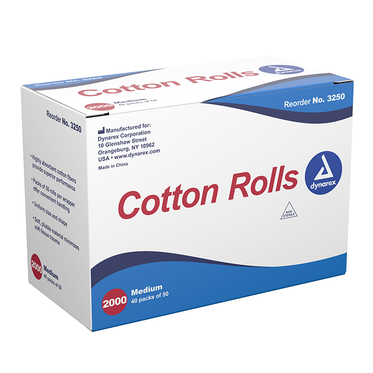 Dynarex Cotton Rolls, #2 - Medium, 2000ea/bx 10bxs/cs (20000 Count) Dynarex Cotton Rolls, #2 - Medium, 2000ea/bx 10bxs/cs (20000 Count)