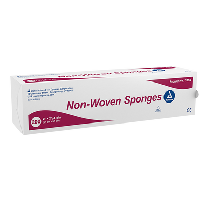 Dynarex Non-Woven Sponge, 2" x 2" 4 Ply 200ea/bx, 20bxs/cs (4000 Count) Dynarex Non-Woven Sponge, 2" x 2" 4 Ply 200ea/bx, 20bxs/cs (4000 Count)