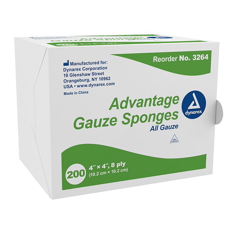 Dynarex Advantage Surgical Sponges, 4" x 4" 8 Ply 200ea/bx, 20bxs/cs (4000 Count) Dynarex Advantage Surgical Sponges, 4" x 4" 8 Ply 200ea/bx, 20bxs/cs (4000 Count)