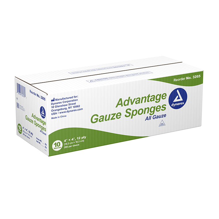 Dynarex Advantage Surgical Sponges, 4" x 4" 12 Ply - 200ea/bx, 10bxs/cs (2000 Count) Dynarex Advantage Surgical Sponges, 4" x 4" 12 Ply - 200ea/bx, 10bxs/cs (2000 Count)