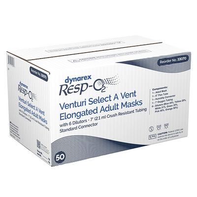 Dynarex Resp-O2 Venturi Select A Vent Elongated Mask (50 Count) Dynarex Resp-O2 Venturi Select A Vent Elongated Mask (50 Count)
