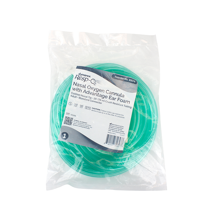 Dynarex Resp-O2 Nasal Oxygen Cannula, Cushion Tip w/Advantage Ear Foam - Adult, 25' Standard Connector (25 Count) Dynarex Resp-O2 Nasal Oxygen Cannula, Cushion Tip w/Advantage Ear Foam - Adult, 25' Standard Connector (25 Count)