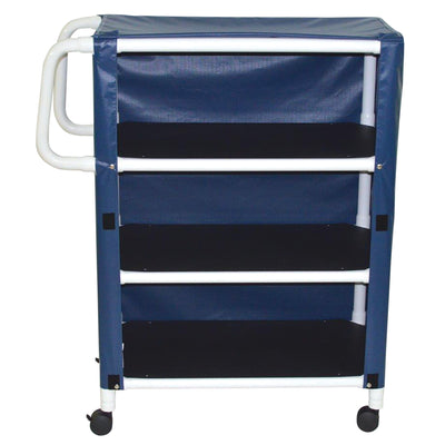 MJM International 332-3C 3-shelf utility / linen cart with mesh or solid vinyl cover, shelf size: 20" x 32", 100 lbs per shelf MJM International 332-3C 3-shelf utility / linen cart with mesh or solid vinyl cover, shelf size: 20" x 32", 100 lbs per shelf
