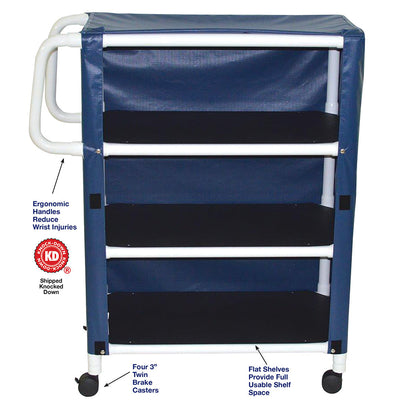 MJM International 332-3C 3-shelf utility / linen cart with mesh or solid vinyl cover, shelf size: 20" x 32", 100 lbs per shelf MJM International 332-3C 3-shelf utility / linen cart with mesh or solid vinyl cover, shelf size: 20" x 32", 100 lbs per shelf