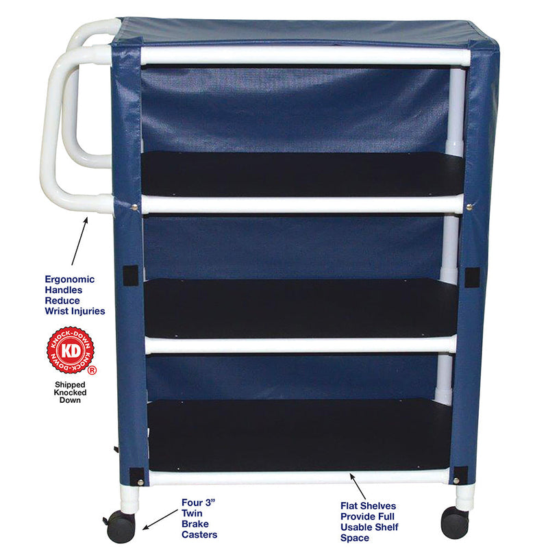 MJM International 332-3C 3-shelf utility / linen cart with mesh or solid vinyl cover, shelf size: 20" x 32", 100 lbs per shelf MJM International 332-3C 3-shelf utility / linen cart with mesh or solid vinyl cover, shelf size: 20" x 32", 100 lbs per shelf