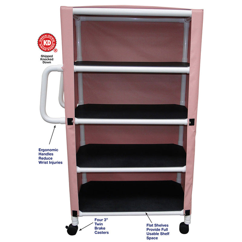 MJM International 332-4C 4-shelf utility / linen cart with mesh or solid vinyl cover, shelf size: 20" x 32", 100 lbs per shelf MJM International 332-4C 4-shelf utility / linen cart with mesh or solid vinyl cover, shelf size: 20" x 32", 100 lbs per shelf