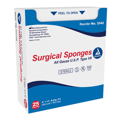 Dynarex Surgical Gauze Sponge - Sterile 2's, 4" x 4" - 25ea/bx, 24bxs/cs (600 Count) Dynarex Surgical Gauze Sponge - Sterile 2's, 4" x 4" - 25ea/bx, 24bxs/cs (600 Count)