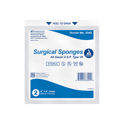Dynarex Surgical Gauze Sponge - Sterile 2's, 4" x 4" - 25ea/bx, 24bxs/cs (600 Count) Dynarex Surgical Gauze Sponge - Sterile 2's, 4" x 4" - 25ea/bx, 24bxs/cs (600 Count)