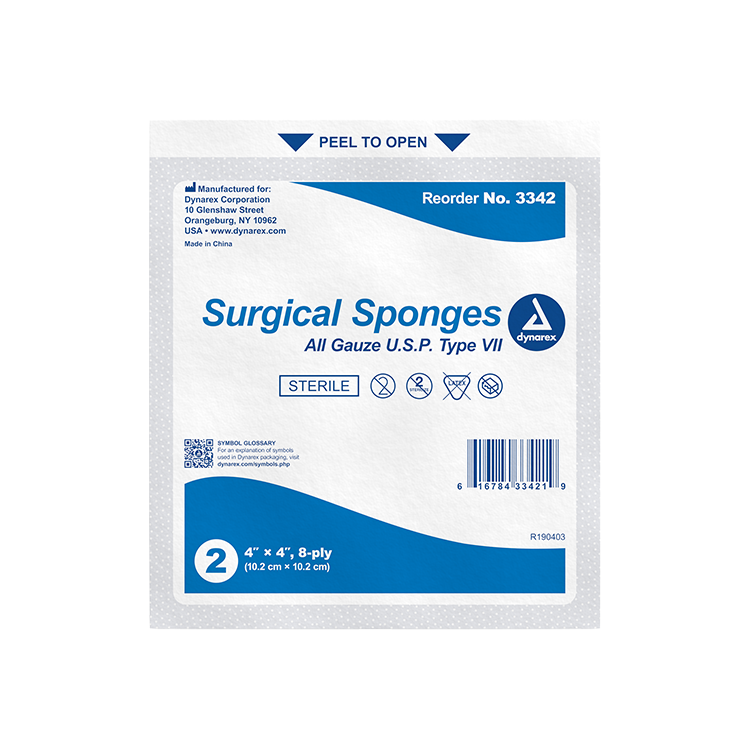 Dynarex Surgical Gauze Sponge - Sterile 2's, 4" x 4" - 25ea/bx, 24bxs/cs (600 Count) Dynarex Surgical Gauze Sponge - Sterile 2's, 4" x 4" - 25ea/bx, 24bxs/cs (600 Count)