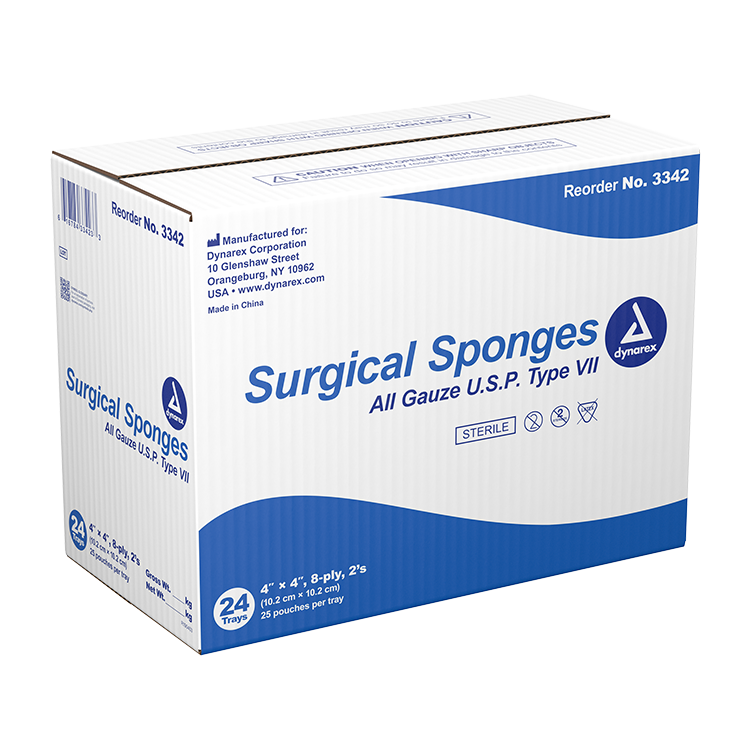 Dynarex Surgical Gauze Sponge - Sterile 2's, 4" x 4" - 25ea/bx, 24bxs/cs (600 Count) Dynarex Surgical Gauze Sponge - Sterile 2's, 4" x 4" - 25ea/bx, 24bxs/cs (600 Count)