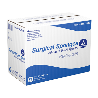 Dynarex Surgical Gauze Sponge - Sterile 2's, 4" x 4" - 25ea/bx, 24bxs/cs (600 Count) Dynarex Surgical Gauze Sponge - Sterile 2's, 4" x 4" - 25ea/bx, 24bxs/cs (600 Count)