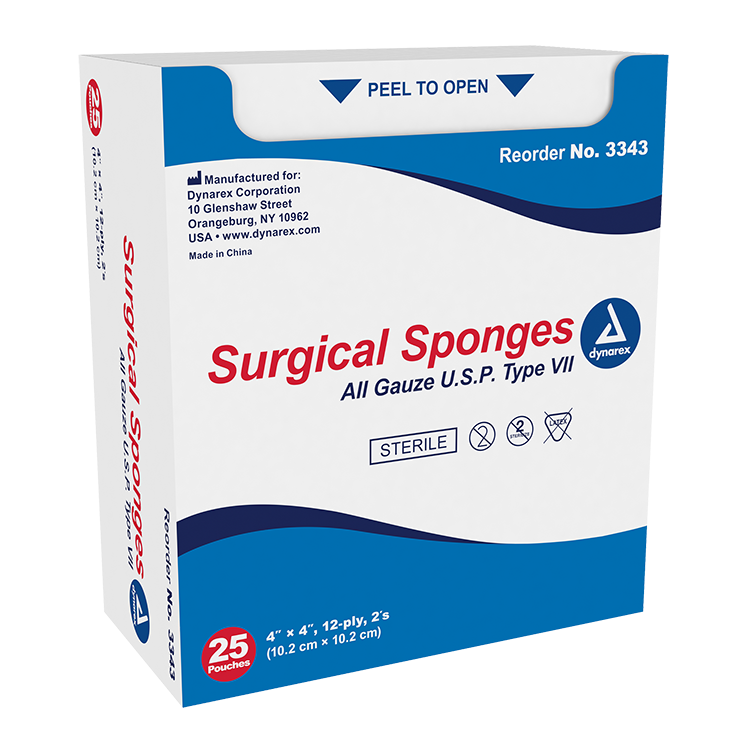 Dynarex Surgical Gauze Sponge - Sterile 2's, 4" x 4" - 25ea/bx, 24bxs/cs (600 Count) Dynarex Surgical Gauze Sponge - Sterile 2's, 4" x 4" - 25ea/bx, 24bxs/cs (600 Count)