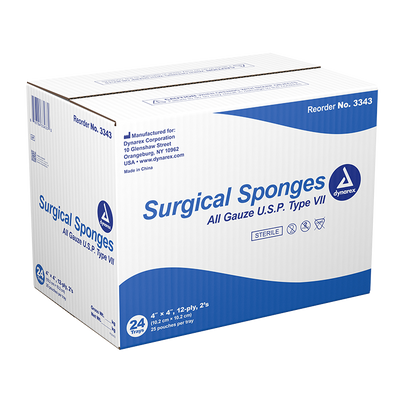 Dynarex Surgical Gauze Sponge - Sterile 2's, 4" x 4" - 25ea/bx, 24bxs/cs (600 Count) Dynarex Surgical Gauze Sponge - Sterile 2's, 4" x 4" - 25ea/bx, 24bxs/cs (600 Count)