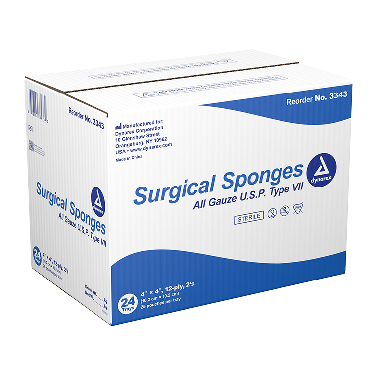 Dynarex Surgical Gauze Sponge - Sterile 2's, 4" x 4" - 25ea/bx, 24bxs/cs (600 Count) Dynarex Surgical Gauze Sponge - Sterile 2's, 4" x 4" - 25ea/bx, 24bxs/cs (600 Count)