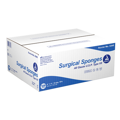 Dynarex Surgical Gauze Sponge - Sterile 10's, 4" x 4" 12 Ply, 10ea/bx, 128bxs/cs (1280 Count) Dynarex Surgical Gauze Sponge - Sterile 10's, 4" x 4" 12 Ply, 10ea/bx, 128bxs/cs (1280 Count)