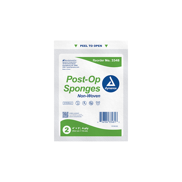Dynarex Post-op Sponge - Sterile 2's, 4 Ply - 25ea/bx, 24bxs/cs (600 Count) Dynarex Post-op Sponge - Sterile 2's, 4 Ply - 25ea/bx, 24bxs/cs (600 Count)