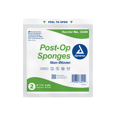 Dynarex Post-op Sponge - Sterile 2's, 4 Ply - 25ea/bx, 24bxs/cs (600 Count) Dynarex Post-op Sponge - Sterile 2's, 4 Ply - 25ea/bx, 24bxs/cs (600 Count)