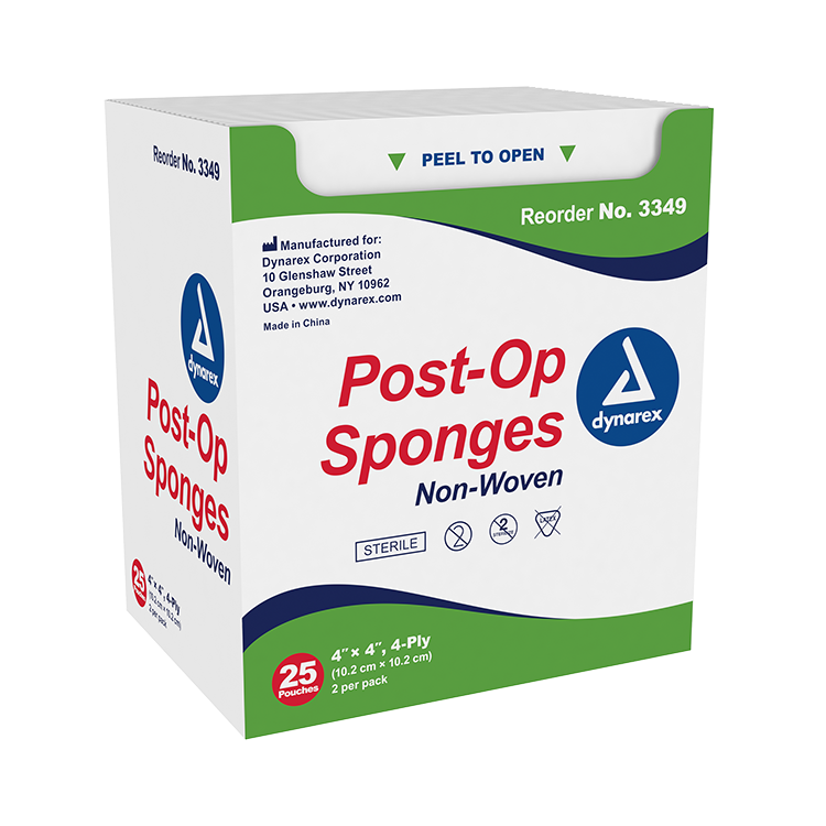Dynarex Post-op Sponge - Sterile 2's, 4 Ply - 25ea/bx, 24bxs/cs (600 Count) Dynarex Post-op Sponge - Sterile 2's, 4 Ply - 25ea/bx, 24bxs/cs (600 Count)