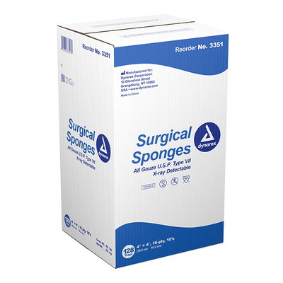 Dynarex X-Ray Detectable Surgical Gauze Sponge - Sterile, 4" x 4", 10ea/bx, 128bxs/cs (1280 Count) Dynarex X-Ray Detectable Surgical Gauze Sponge - Sterile, 4" x 4", 10ea/bx, 128bxs/cs (1280 Count)